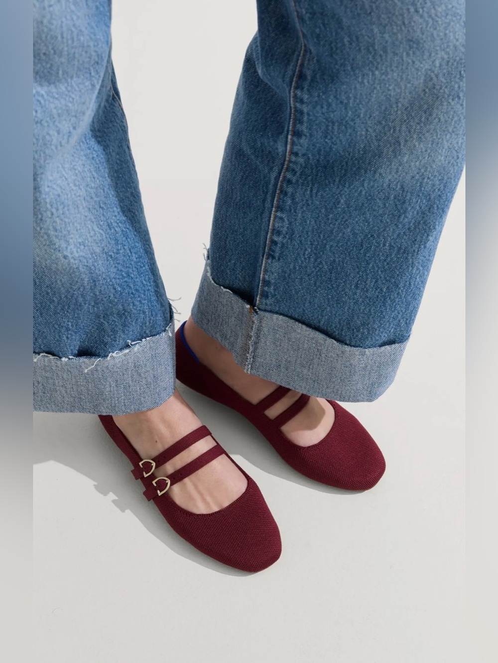 Rothy's The Double Buckle Burgundy 
Mary Jane Double Strap Flats Size: 10 - Picture 11 of 11